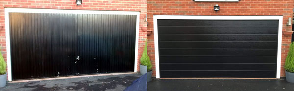 Before and after garage doors from City Garage Doors Ltd