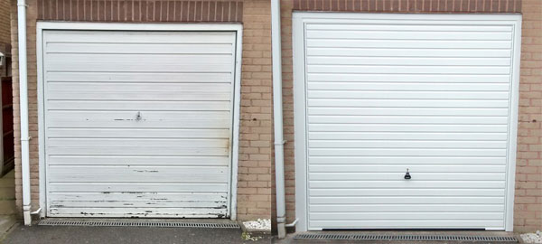 Before and after garage doors from City Garage Doors Ltd