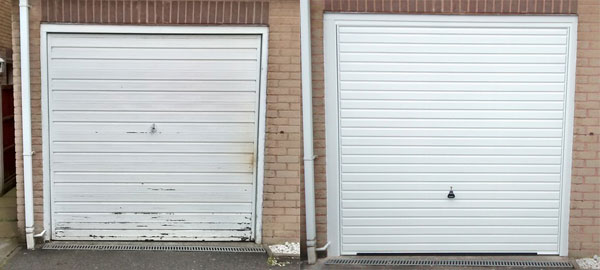 Before and after garage doors from City Garage Doors Ltd